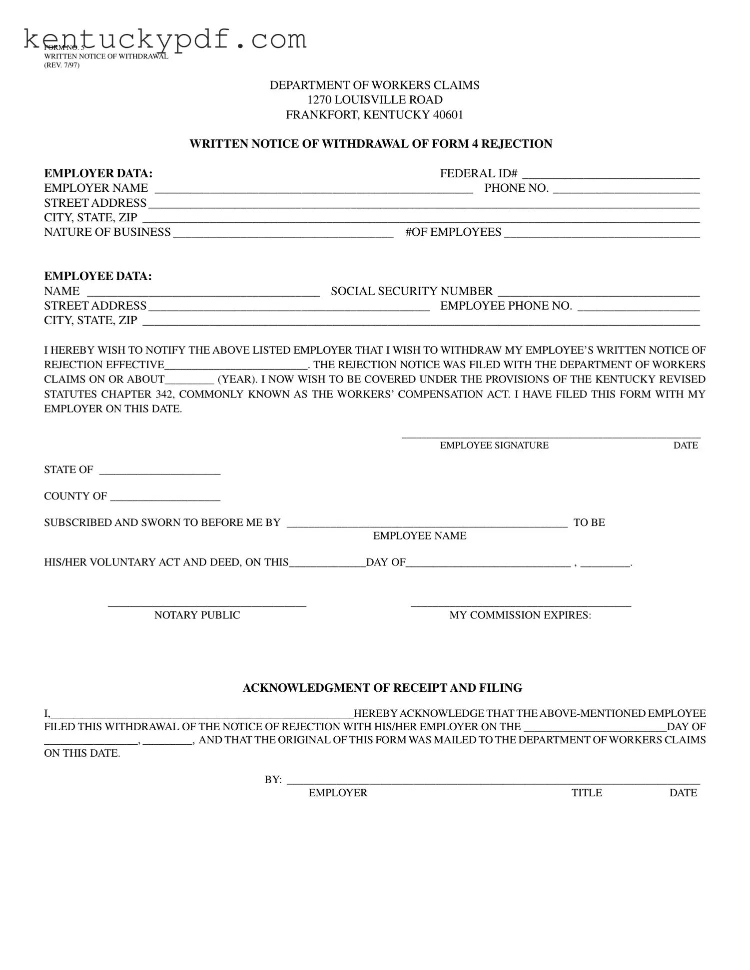 Fill in Your Kentucky 5 Form