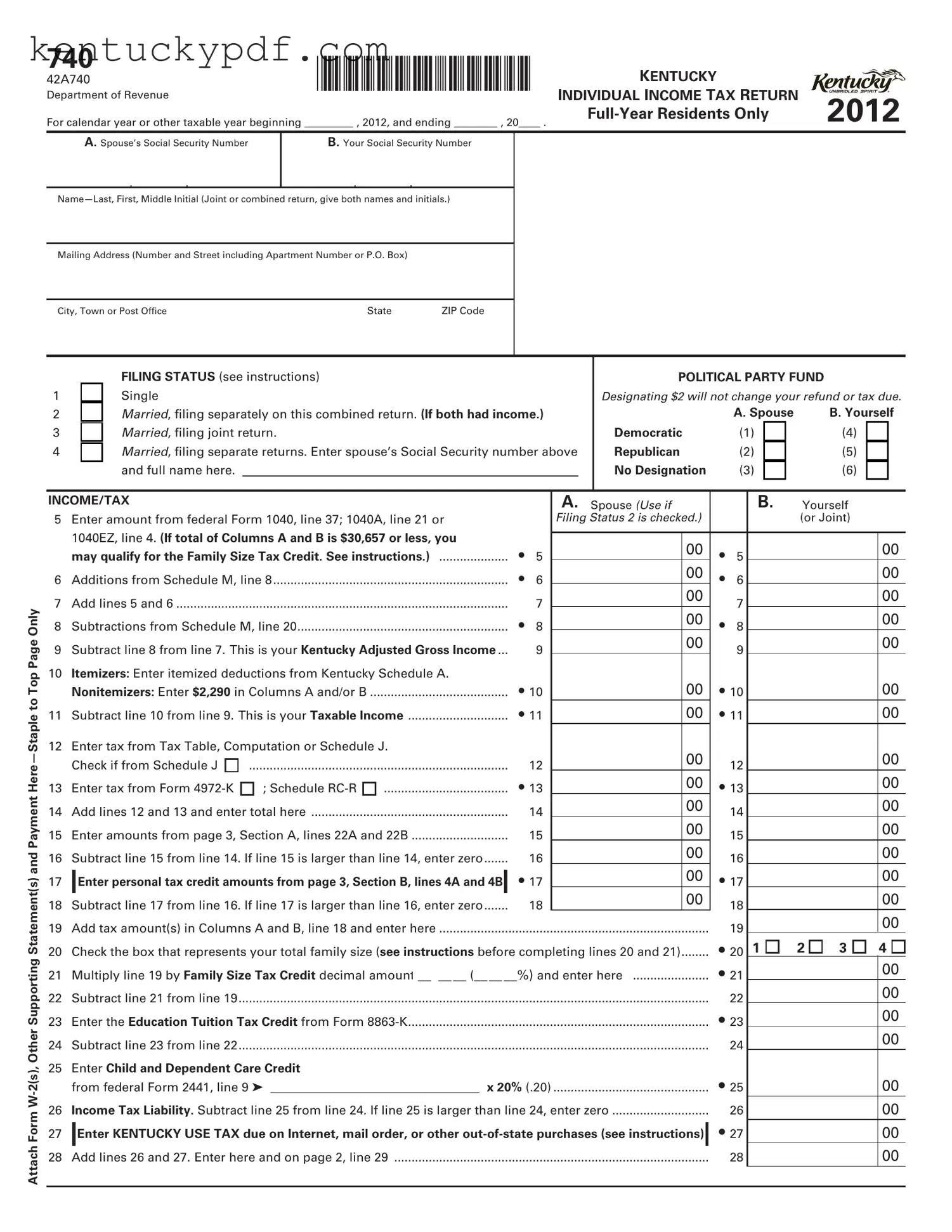 Fill in Your Kentucky 740 Form