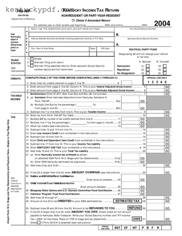 Fill in Your Kentucky 740 Np Form