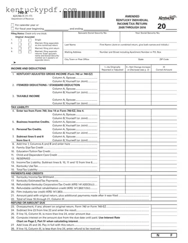 Fill in Your Kentucky 740 X Form