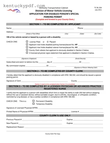 Fill in Your Kentucky Tc 96 204 Form