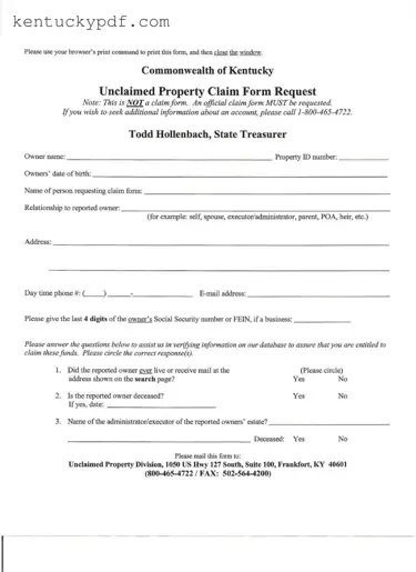 Fill in Your Kentucky Unclaimed Property Reporting Form